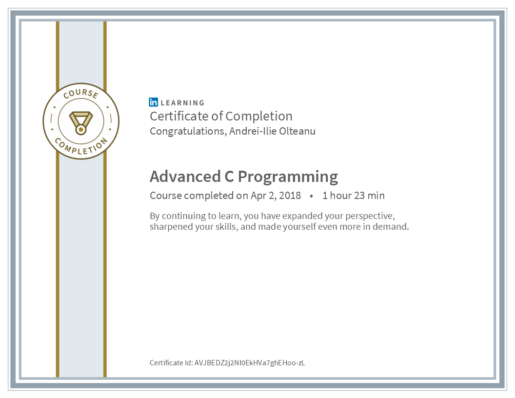 Certificate Advanced C Programming image