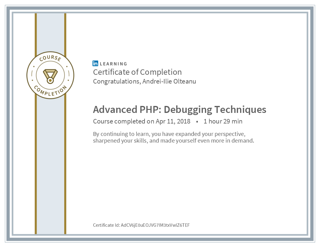 Certificate Advanced Php Debugging Techniques image