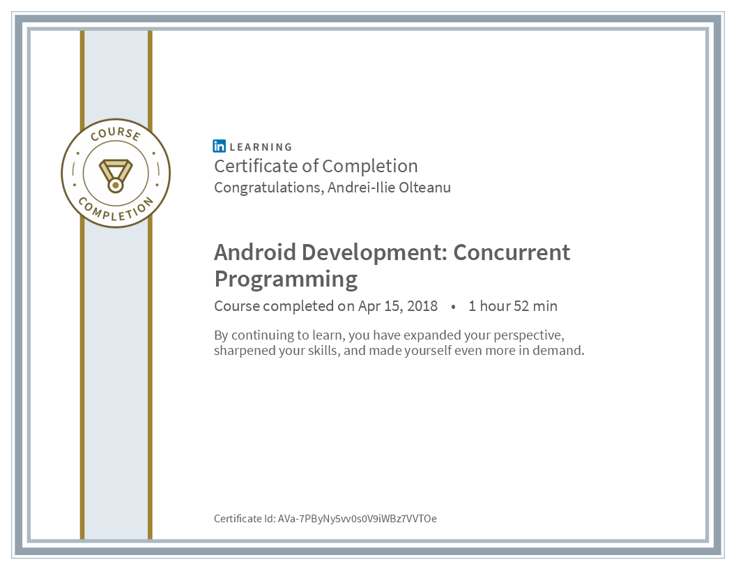 Certificate Android Development Concurrent Programming image