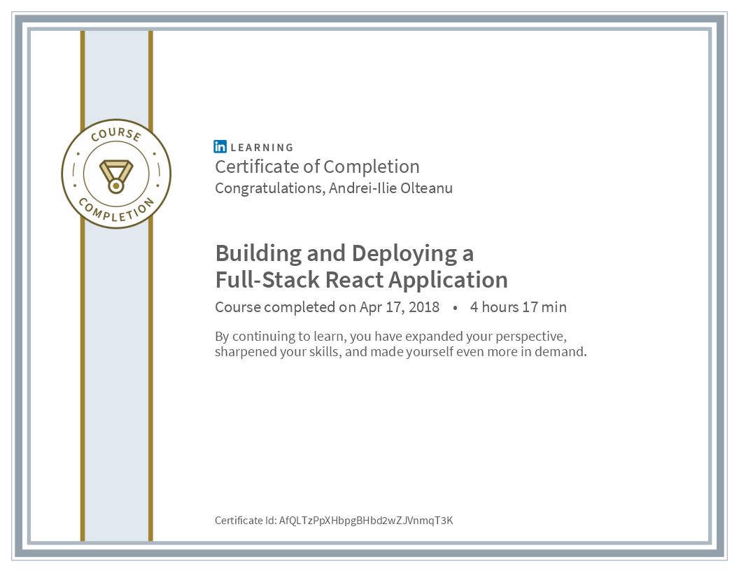 Certificate Building And Deploying A Full Stack React Application image