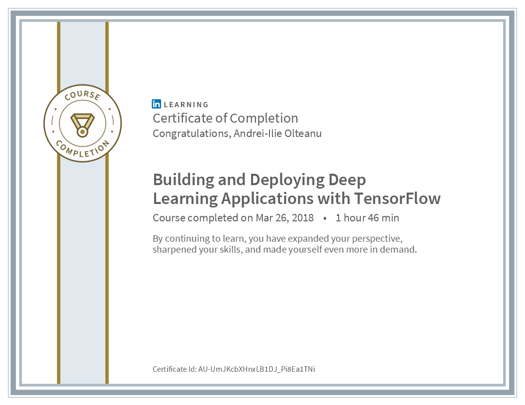 Certificate Building And Deploying Deep Learning Applications With Tensorflow image