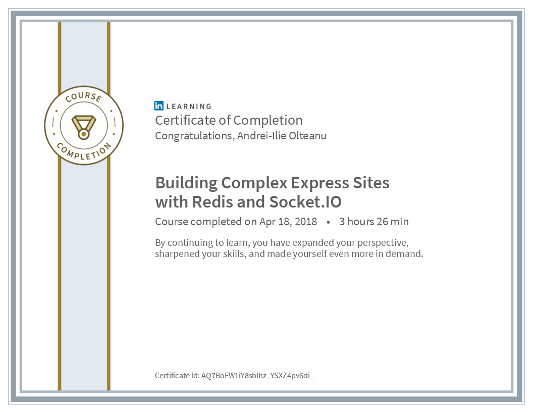 Certificate Building Complex Express Sites With Redis And Socket Io image
