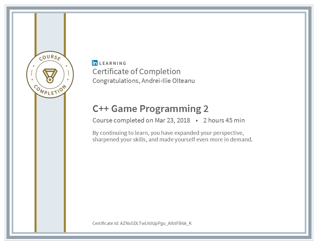 Certificate C Plus Plus Game Programming 2 image