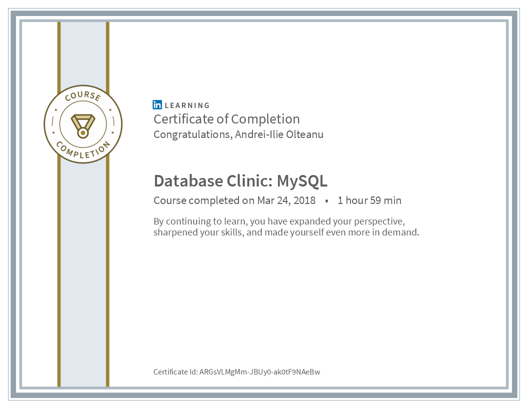 Certificate Database Clinic Mysql image