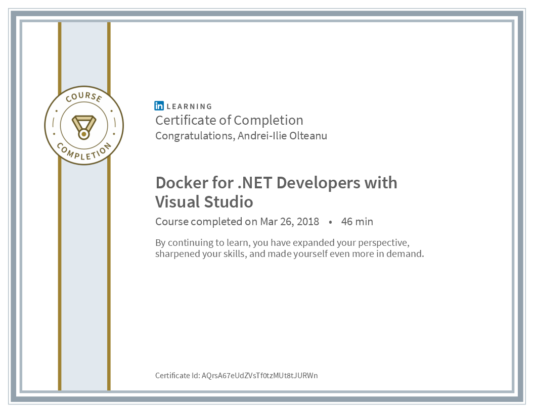 Certificate Docker For Dot Net Developers With Visual Studio image