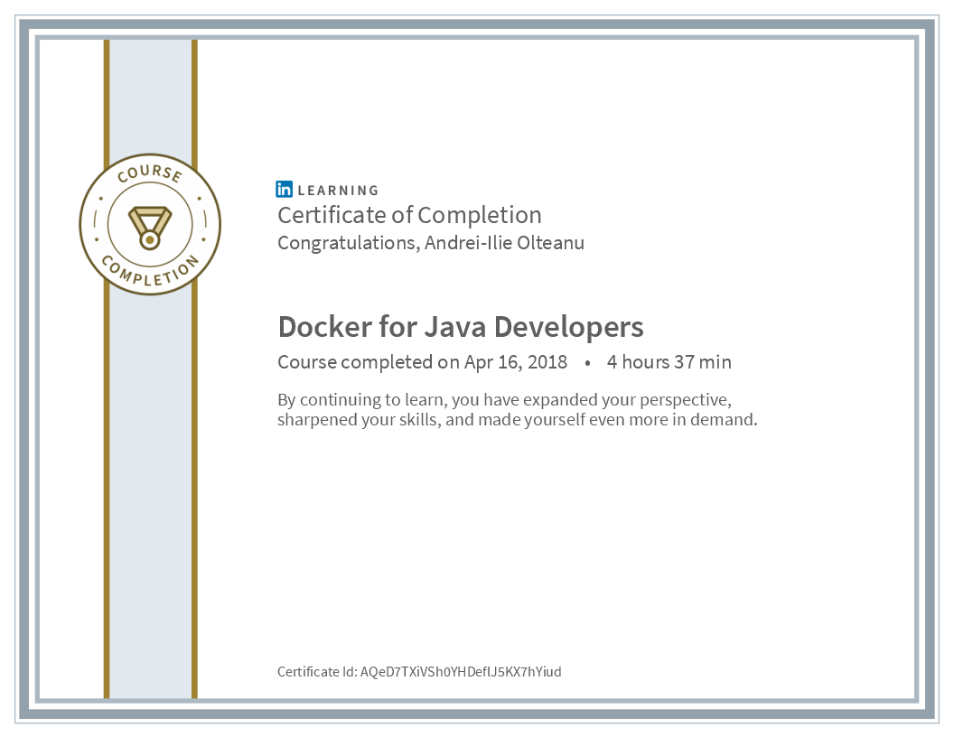 Certificate Docker For Java Developers image