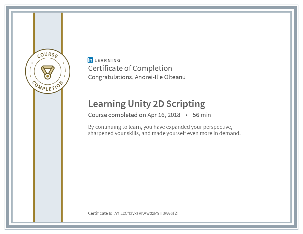 Certificate Learning Unity 2d Scripting image