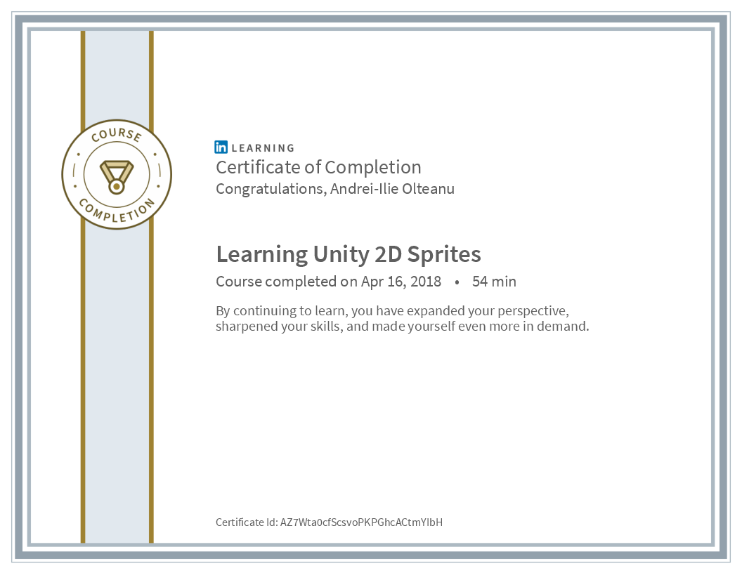 Certificate Learning Unity 2d Sprites image